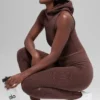Sømløse High-Waist tights med tofarget ribbestrikk – Brownstone Heather