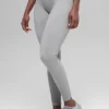 Sømløse High-Waist tights med tofarget ribbestrikk – Light Misty Grey Heather