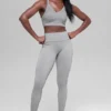 Sømløse High-Waist tights med tofarget ribbestrikk – Light Misty Grey Heather