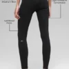 Sømløse High-Waist tights med tofarget ribbestrikk – svart