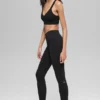 Sømløse High-Waist tights med tofarget ribbestrikk – svart