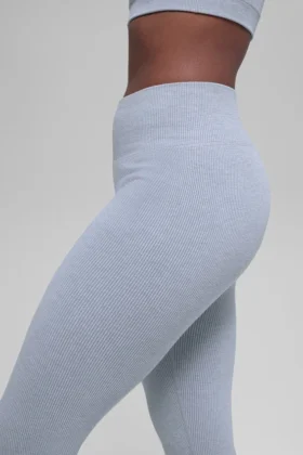 Sømløse High-Waist tights med tofarget ribbestrikk – Winter Frost Heather