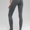 Sømløse ribbestrikkede High-Waist tights i to farger – Dark Misty Grey Heather