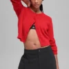 Snuggle up-strikkegenser, kort cardigan – Bright Red