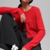 Snuggle up-strikkegenser, kort cardigan – Bright Red