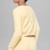 Snuggle up Strikkegenser kort cardigan – Candlelight Yellow
