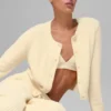 Snuggle up Strikkegenser kort cardigan – Candlelight Yellow