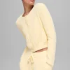 Snuggle up Strikkegenser kort cardigan – Candlelight Yellow