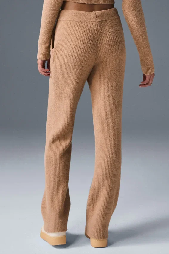 Snuggle Up-strikkegenser med High-Waist og vid ben – Toasted Almond