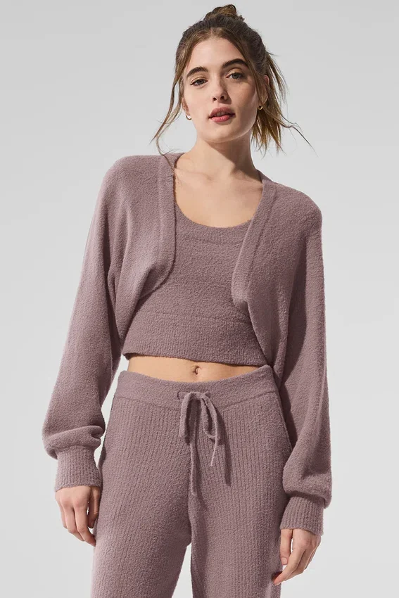 Snuggle up-strikkegenser-sjal – Mushroom