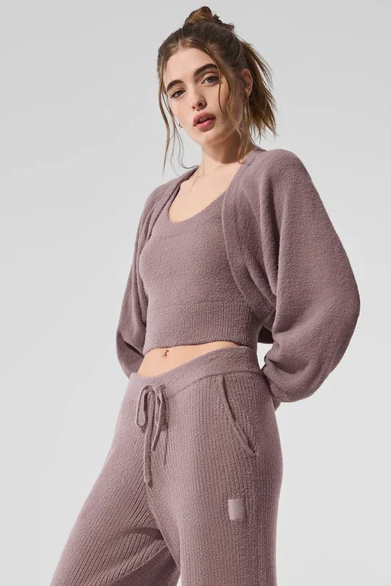 Snuggle up-strikkegenser-sjal – Mushroom