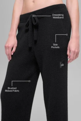 Snuggle up Strikkegensere High-Waist Wide Leg Bukser – Black