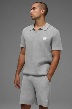 Sports Club strikkegenser – Athletic Heather Grey