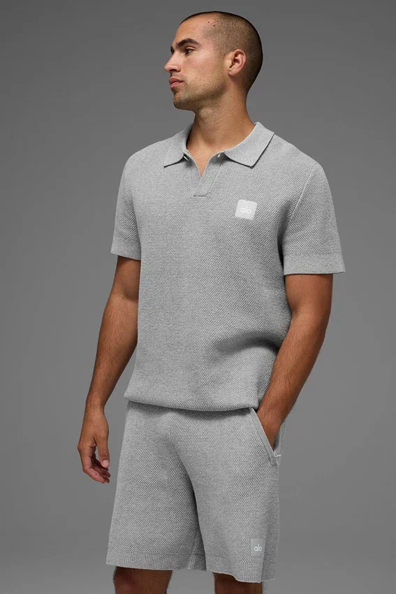 Sports Club strikkegenser – Athletic Heather Grey