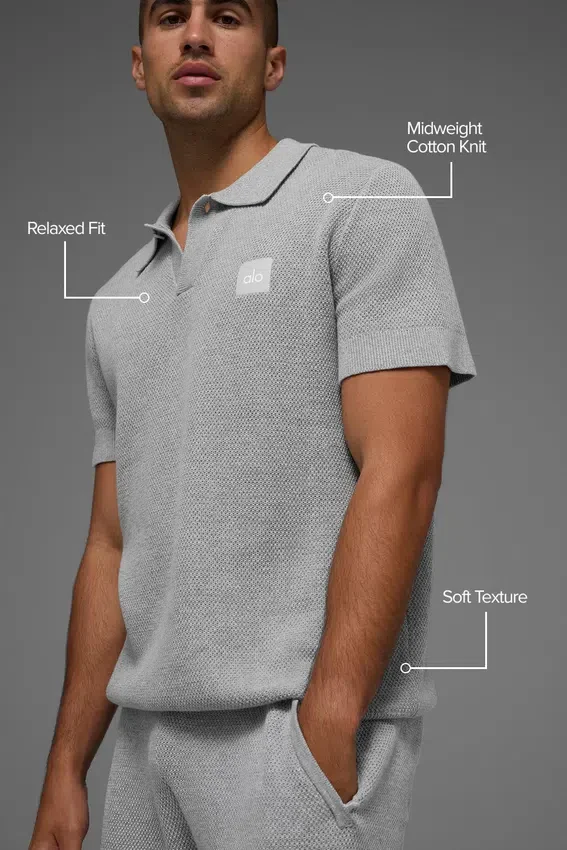 Sports Club strikkegenser – Athletic Heather Grey
