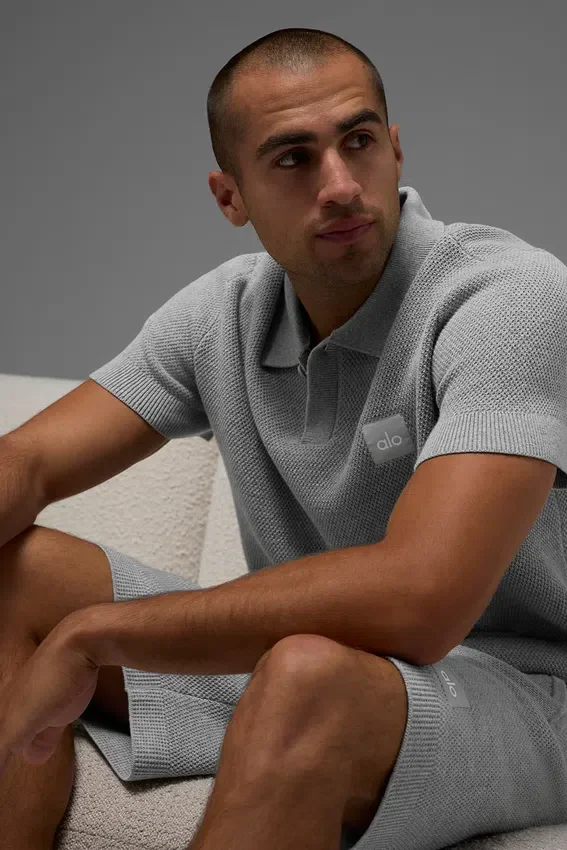 Sports Club strikkegenser – Athletic Heather Grey