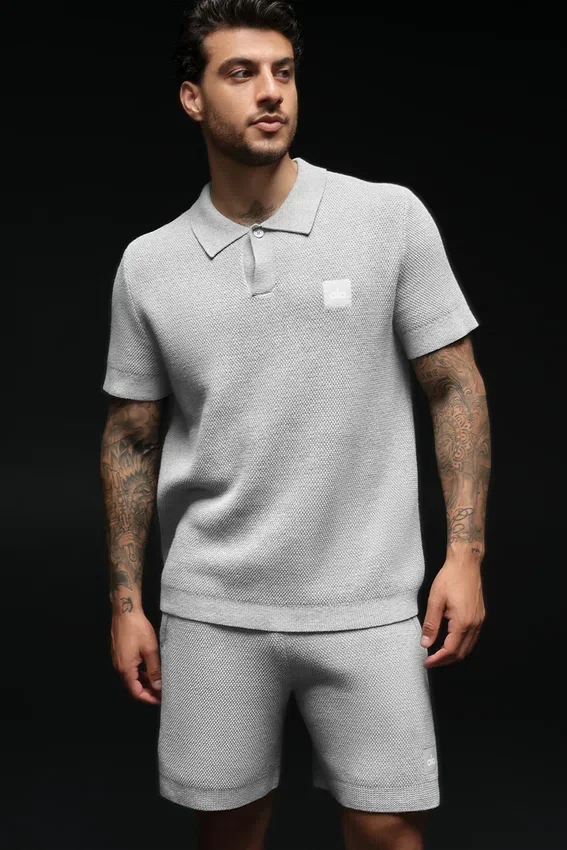 Sports Club strikkegenser – Athletic Heather Grey