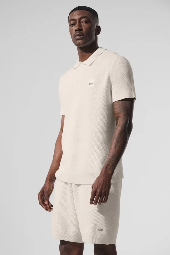Sports Club Strikkegenser Knit Polo – elfenben