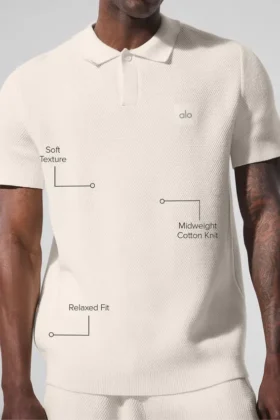 Sports Club Strikkegenser Knit Polo – elfenben
