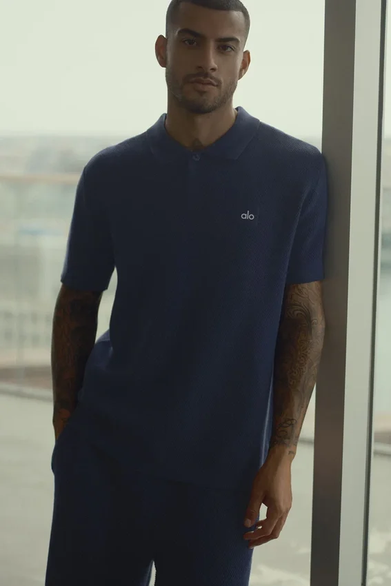 Sports Club Strikkegenser Knit Polo – marineblå