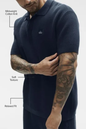 Sports Club Strikkegenser Knit Polo – marineblå