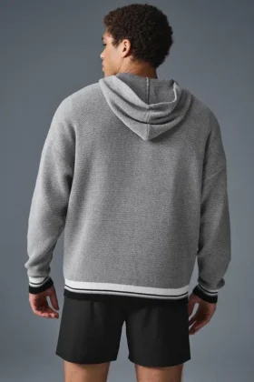 Sports Club-strikkegenser med hette – Athletic Heather Grey