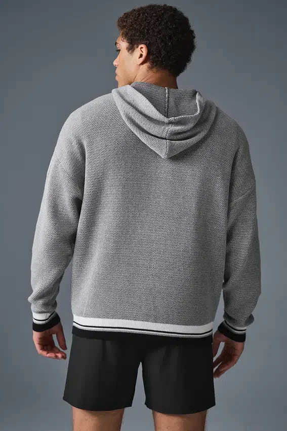 Sports Club-strikkegenser med hette – Athletic Heather Grey