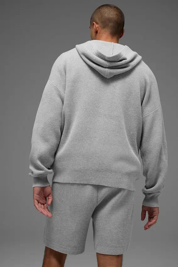 Sports Club-strikkegenser med hette – Athletic Heather Grey