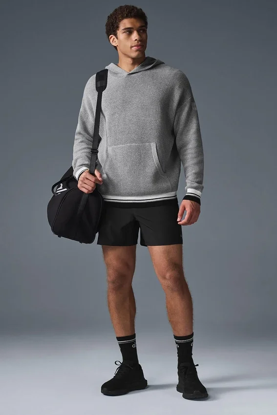 Sports Club-strikkegenser med hette – Athletic Heather Grey