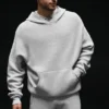 Sports Club-strikkegenser med hette – Athletic Heather Grey