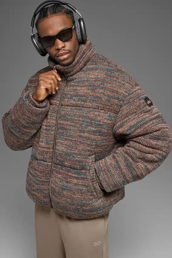 Stage Strikkegenser Puffer – brun mønstret