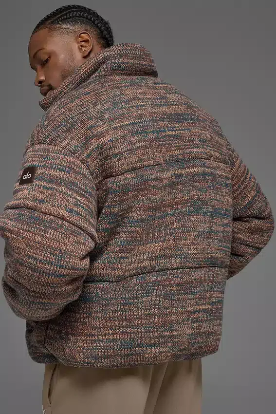Stage Strikkegenser Puffer – brun mønstret
