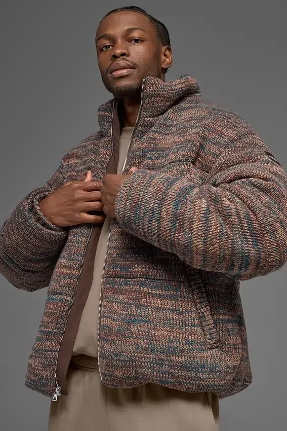 Stage Strikkegenser Puffer – brun mønstret