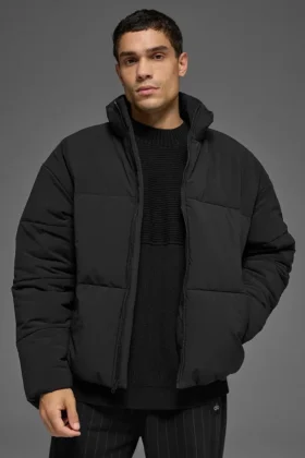 Stretch Woven Street Puffer – svart