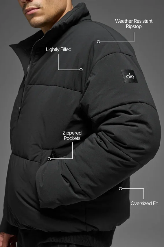 Stretch Woven Street Puffer – svart