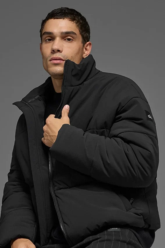 Stretch Woven Street Puffer – svart