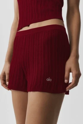 Strikkegenser High-Waist Sunlit Shorts – Summer Romance Red