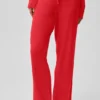 Strikkegenser med middels høy midje og vid benåpning – Unwind – Knallrød
