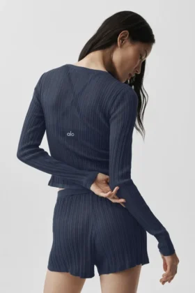 Strikkegenser Sunlit Cardigan – Navy