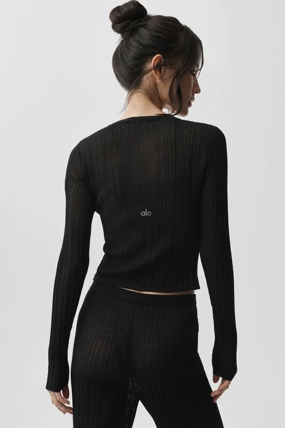Strikkegenser Sunlit Cardigan – svart