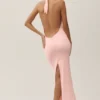 Summer Soiree halterneck-maxidress – solkysset rosa