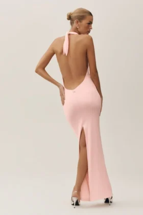 Summer Soiree halterneck-maxidress – solkysset rosa