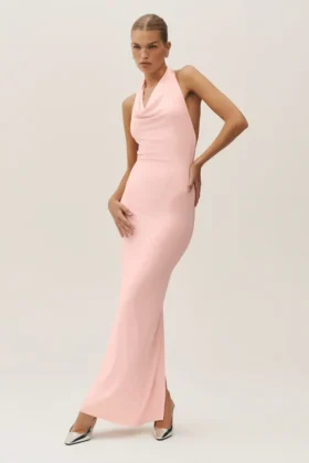 Summer Soiree halterneck-maxidress – solkysset rosa