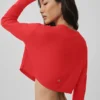 Supernatural strikkegenser-cardigan – knallrød