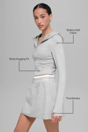 Sway hettegenser med full glidelås – Athletic Heather Grey
