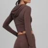 Sway hettegenser med full glidelås – Brownstone