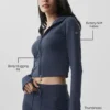 Sway hettegenser med full glidelås – Navy