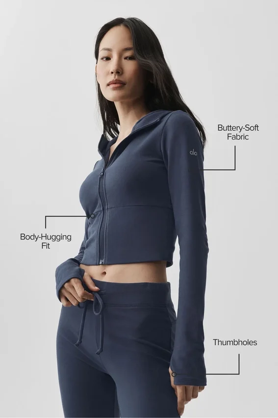 Sway hettegenser med full glidelås – Navy