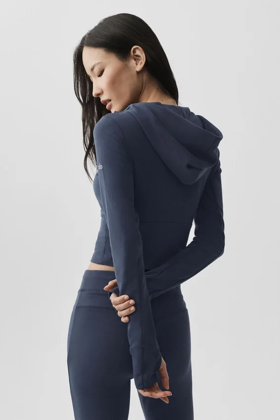 Sway hettegenser med full glidelås – Navy
