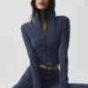 Sway hettegenser med full glidelås – Navy